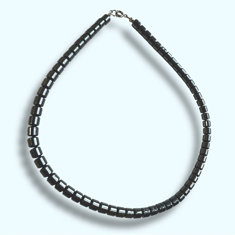 Elegant Black Metal Beaded Necklace